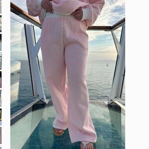 Sun-kissed Coconut “ Sara “ Sun-kissed Coconut Pink Stripe Sweat Pants ONLY 84